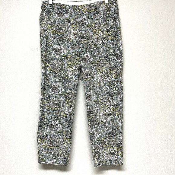 Ann Taylor Carnegie Crop Pants Stretch Paisley Floral 4 Multicolor Casual Boho - Picture 1 of 9